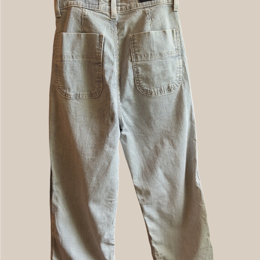 Ag Adriano Goldschmied Striped Denim Trousers in Blue and White - Picture 2 of 4